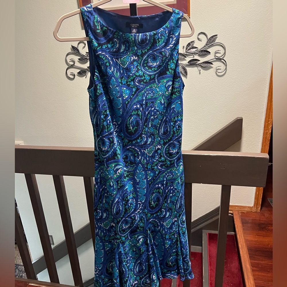 Like New Chaps Blue Paisley Women's Dress Size 10 #122